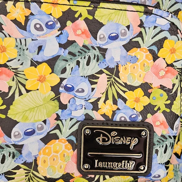 Loungefly 🎉HOST PICK🎉  Disney Stitch & Scrump Floral Watercolor Mini Backpack - Picture 8 of 9